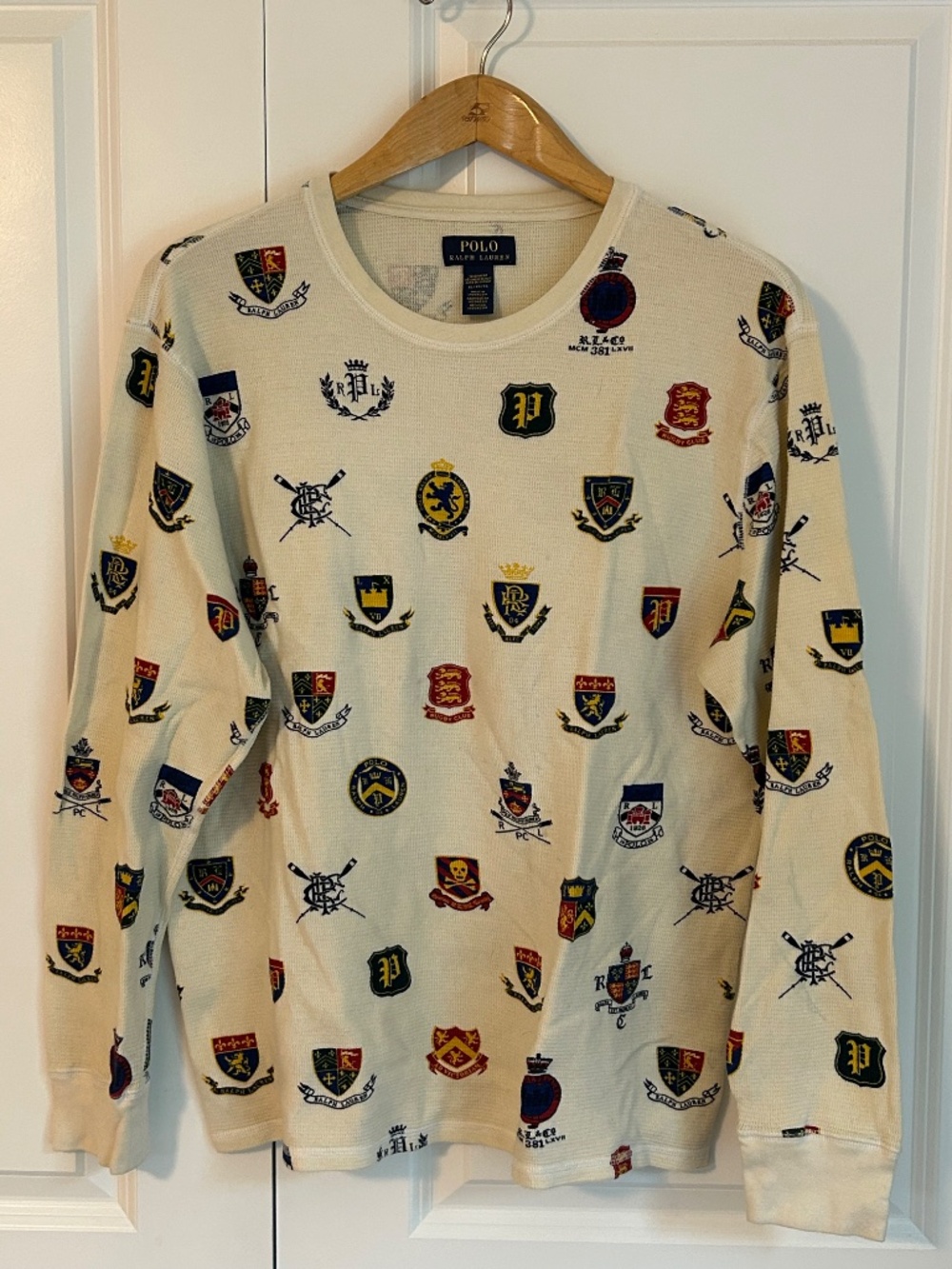 Polo Ralph Lauren Herald Crest Thermal waffle knit shirt lounge casual XL
